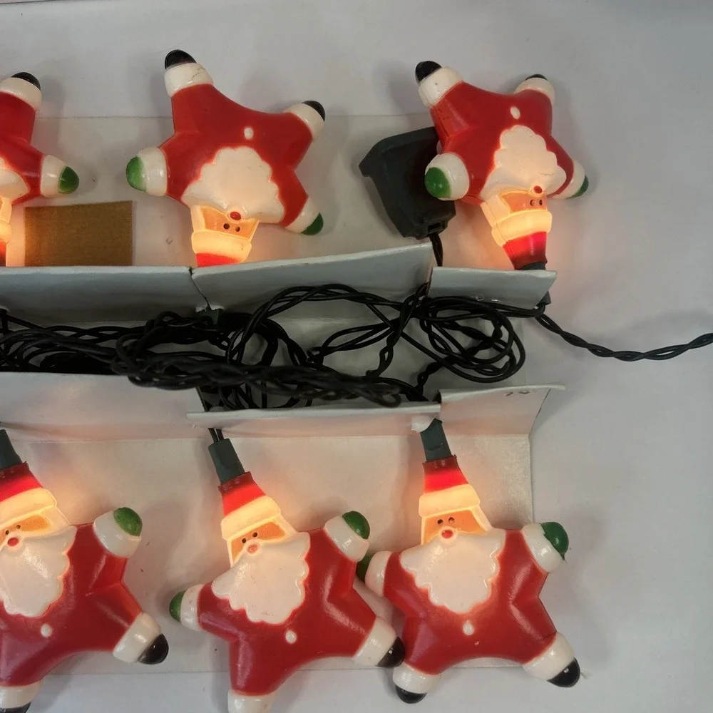 Vintage‎ Star Santa Christmas String Lights Indoor/Outdoor Clear Bulbs 1995